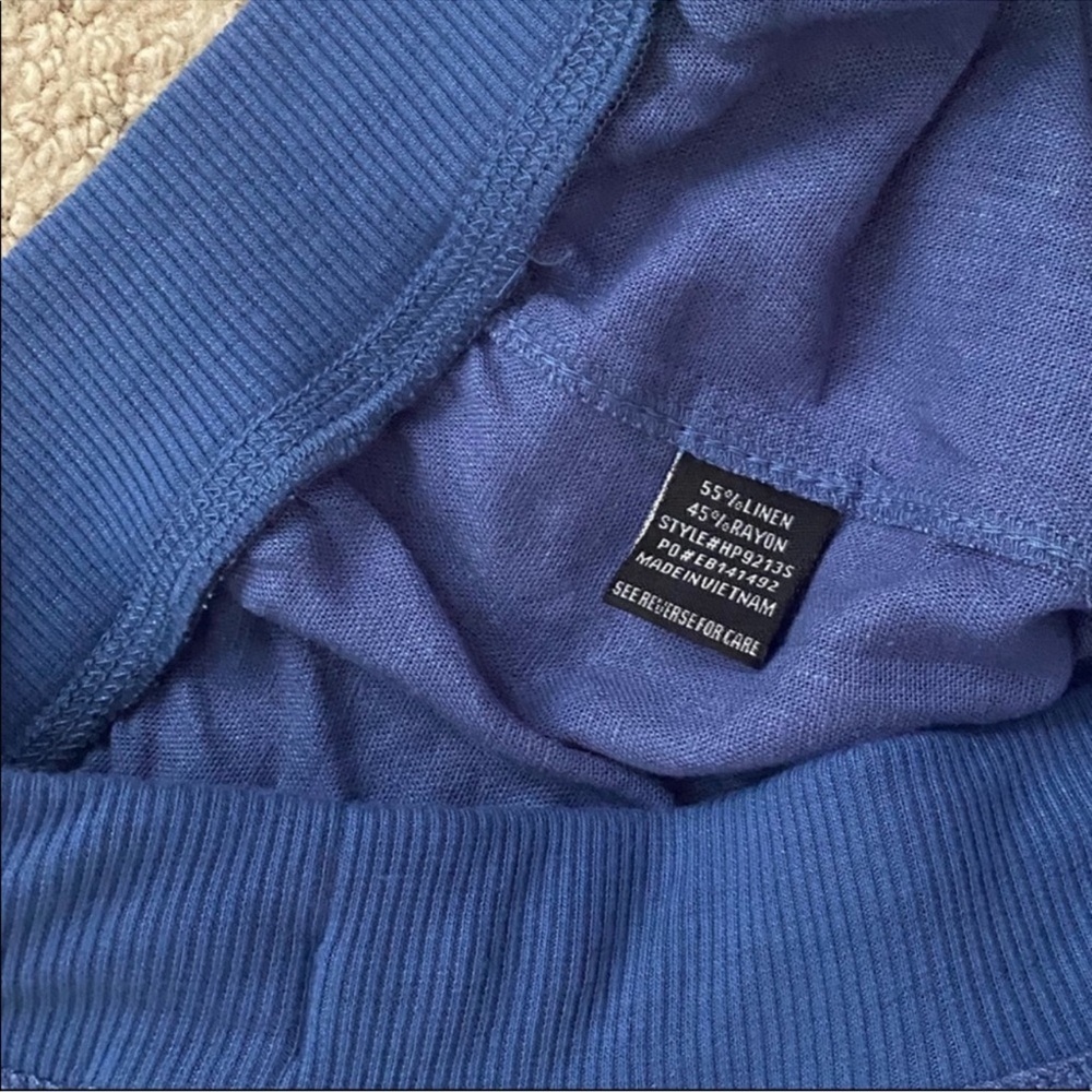 Blue Linen Drawstring Pants - Picture 4 of 4